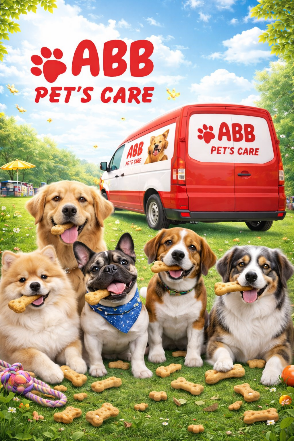 Happy Golden Retriever with Pet Food